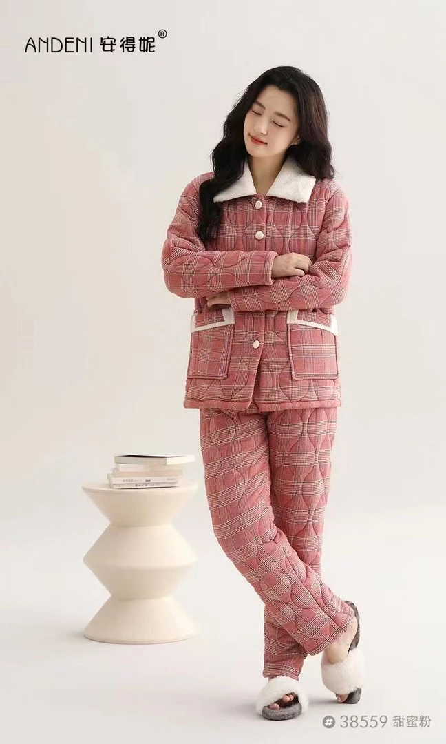 安得妮格子加厚睡衣柔软舒适又保暖