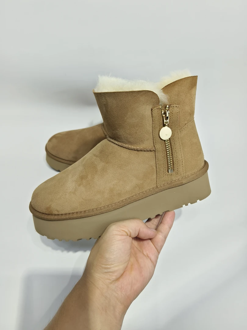 【女士厚底拉链】秋冬羊皮毛一体厚保暖百搭真皮棉鞋短筒防滑雪地靴