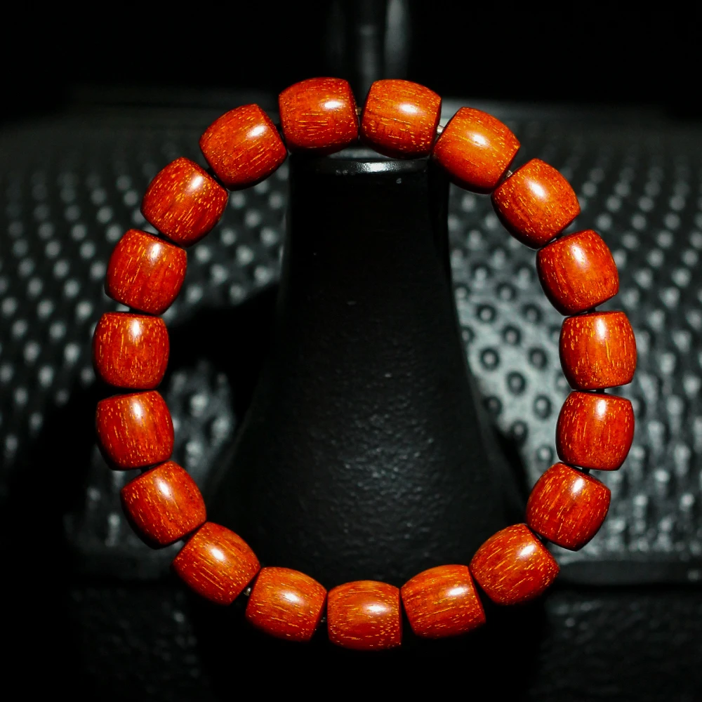 原汁原味印度小叶紫檀超精工10.2*10.2直切鼓珠5星龙鳞底老料手串