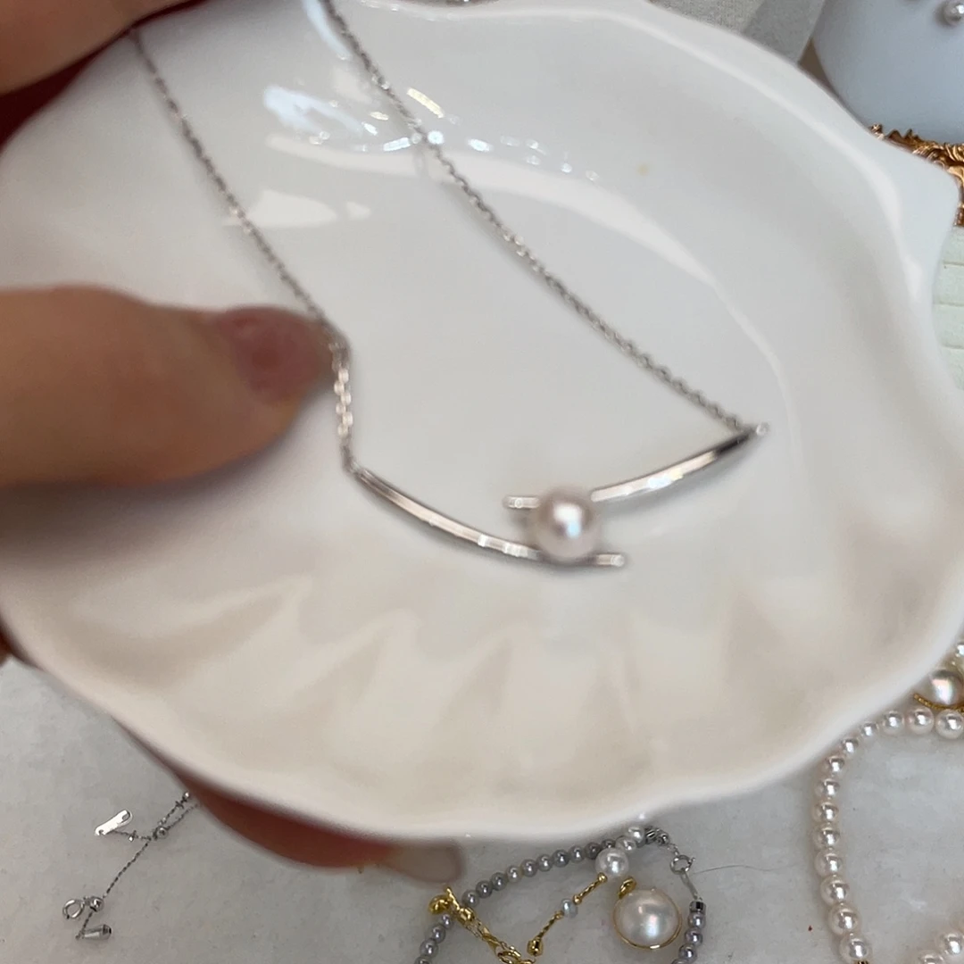 海水珍珠银S925镶嵌项链