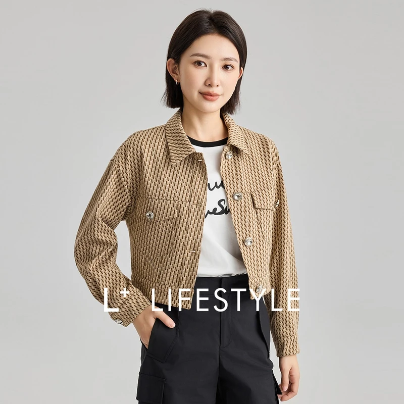 【谷邦L+】lifestyle 提花翻领短款夹克外套 L5155036-6
