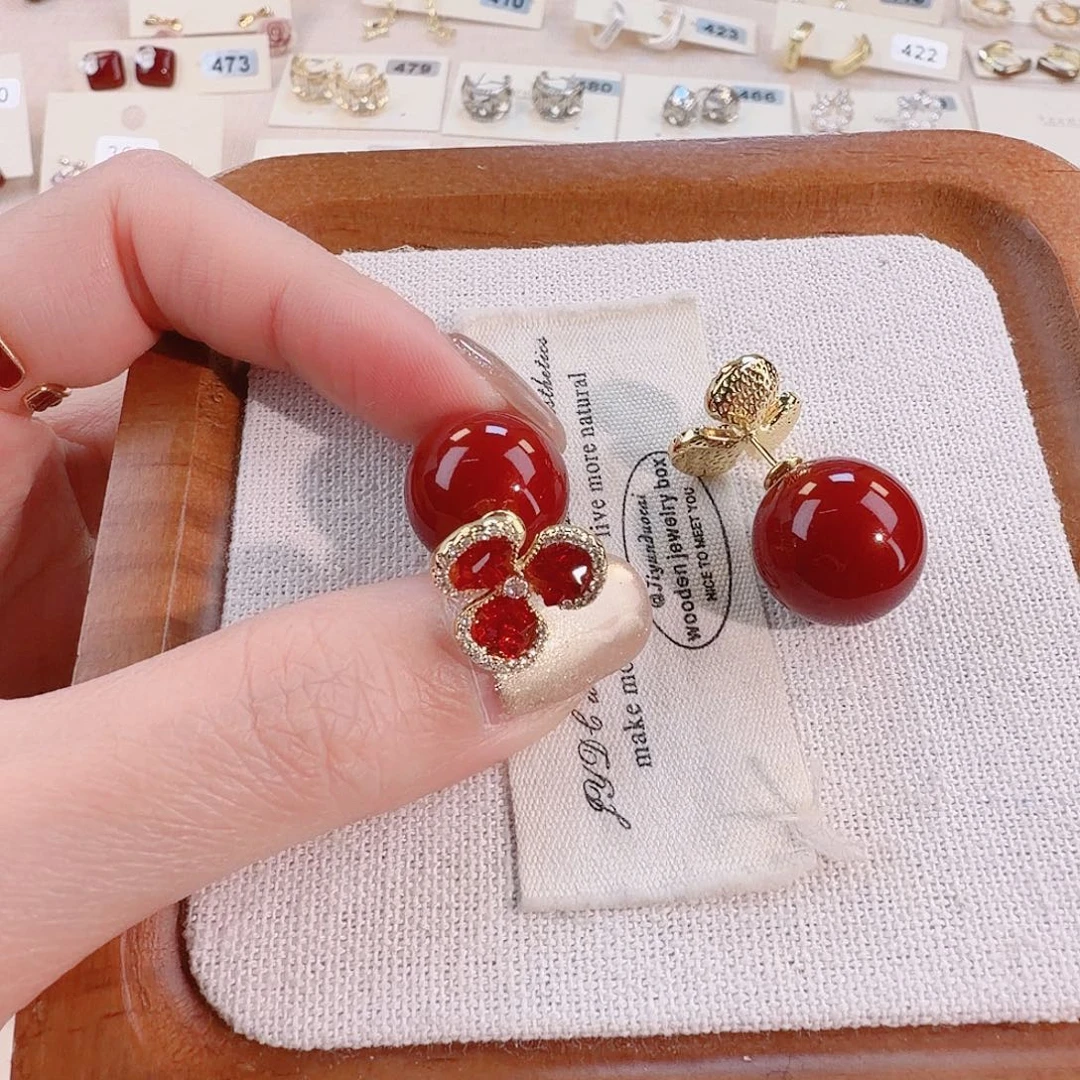 仿珍珠铜合金925银耳钉