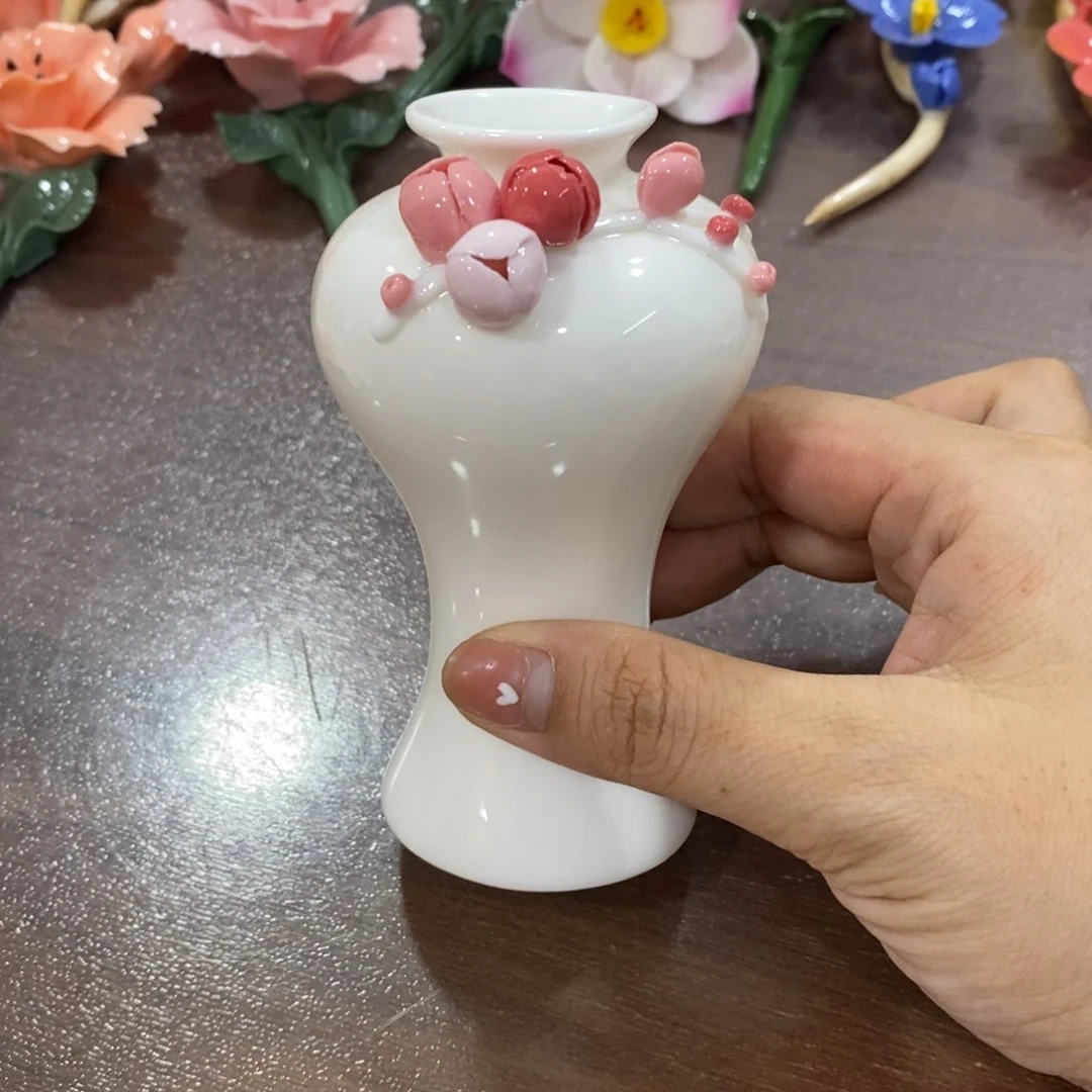 瓷片陶瓷手工花摆件工艺品