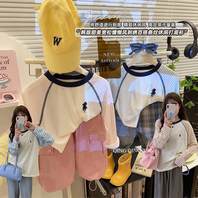 【亲子款】夏季新款亲子装儿童长袖T恤短袖时尚百搭休闲长袖上衣