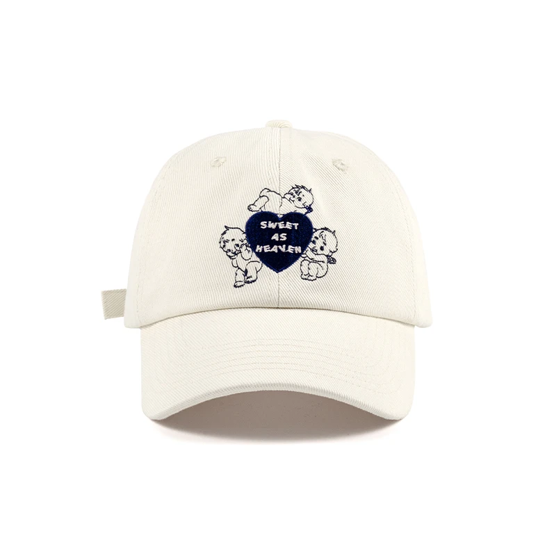 BM帽子女2025新款爱心天使刺绣棒球帽显脸小百搭复古美式鸭舌帽