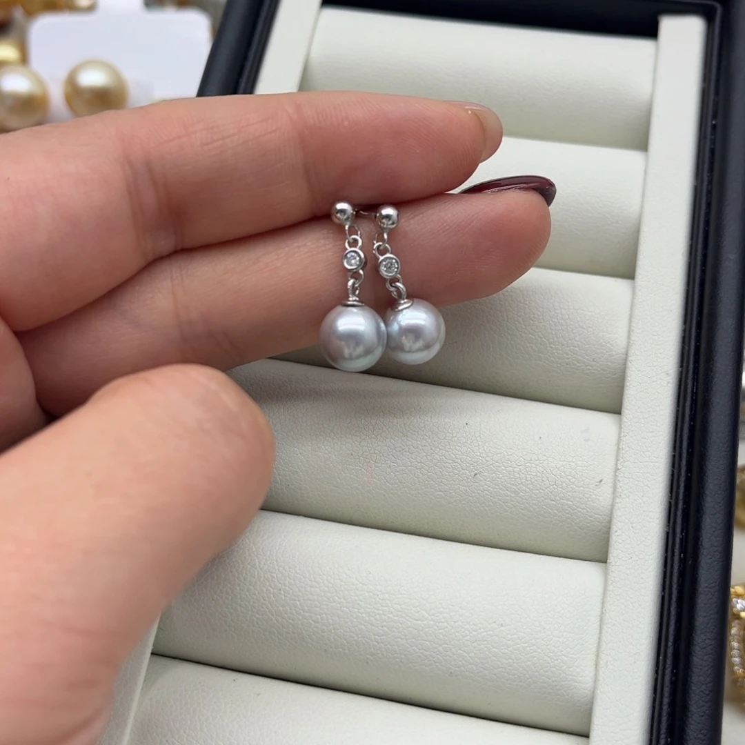 耳饰海水珍珠银S925镶嵌