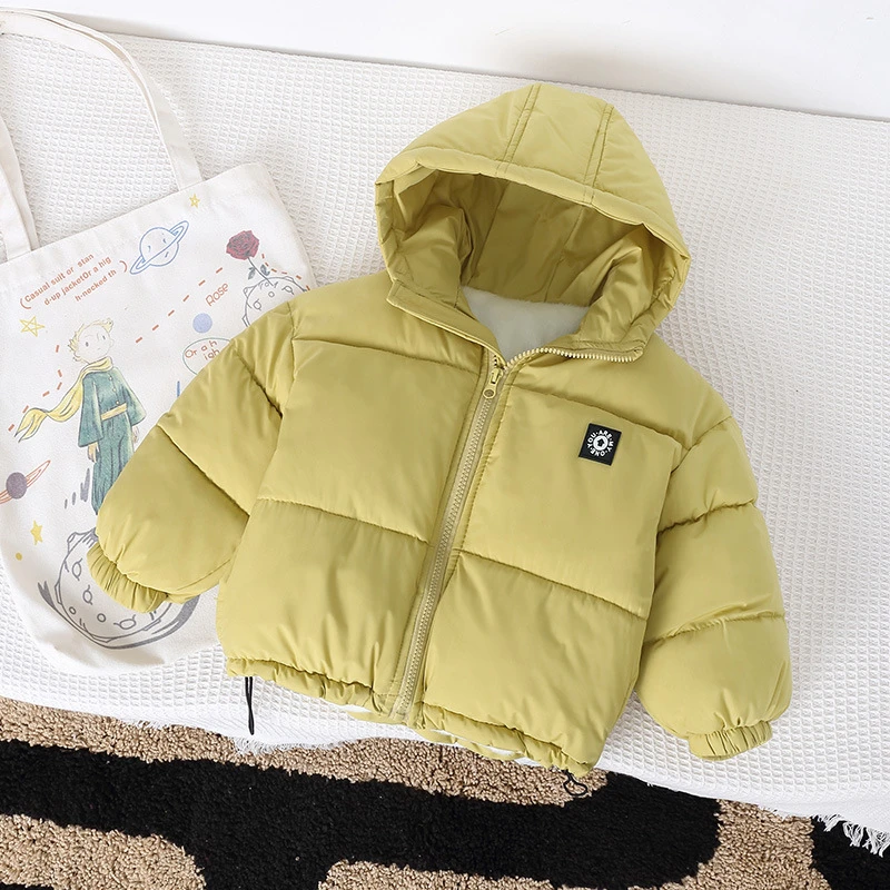 【沫沫家】儿童服冬装连帽加绒短款男女宝宝中小童装厚外套童棉袄