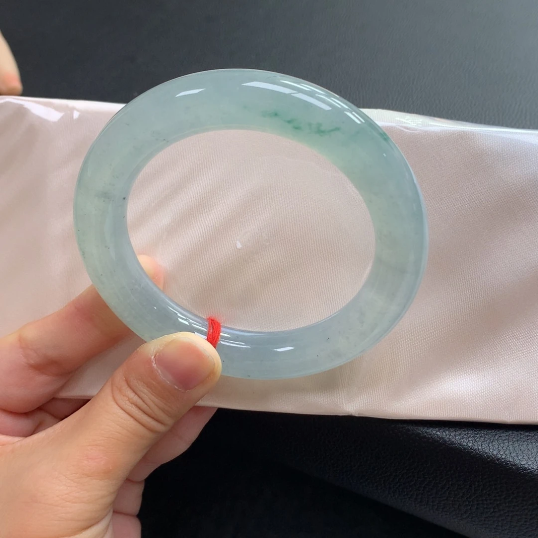 翡翠未镶嵌手镯51号57胖圆冰飘花