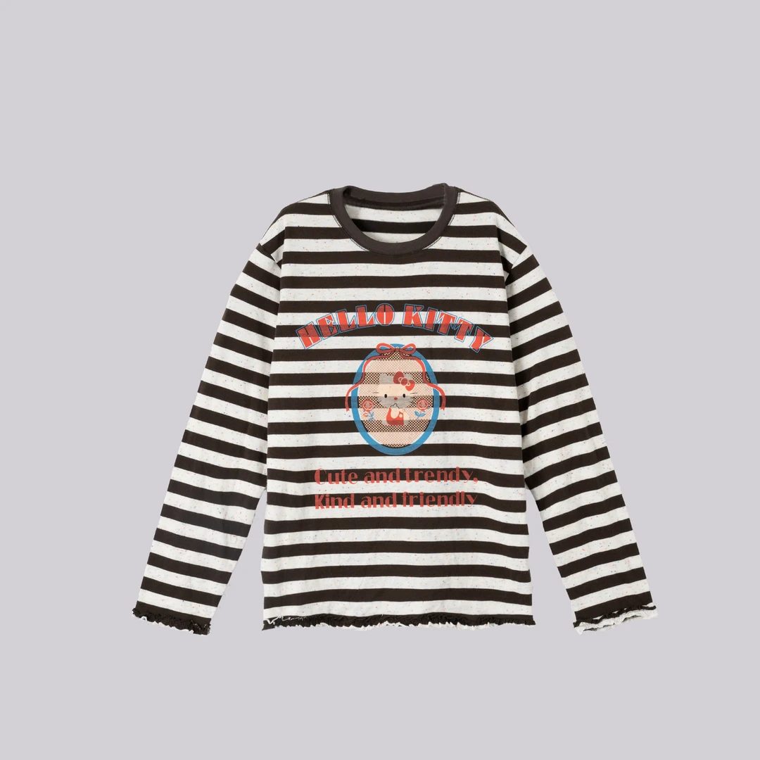 WKe  猫咪条纹T恤