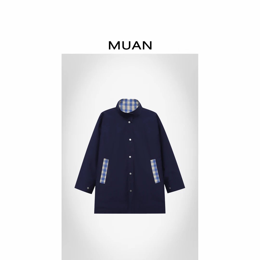 木岸MUAN：《宇宙中心风衣》定制100棉两面穿风衣外套女CQ-MJ-F8211