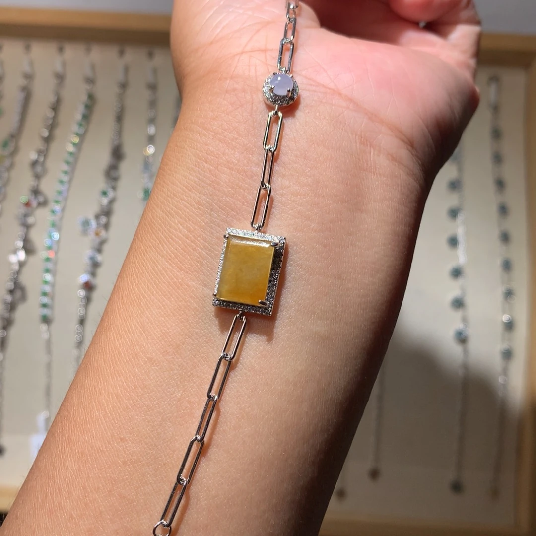 银S925镶嵌翡翠耳饰手链