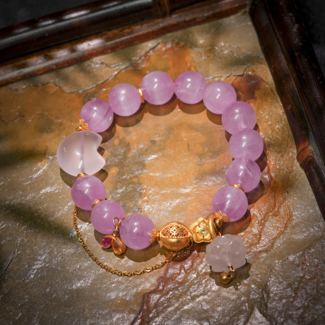 紫梦星河·传世级冰猫紫锂辉18K金手串AS0972约11.5mm