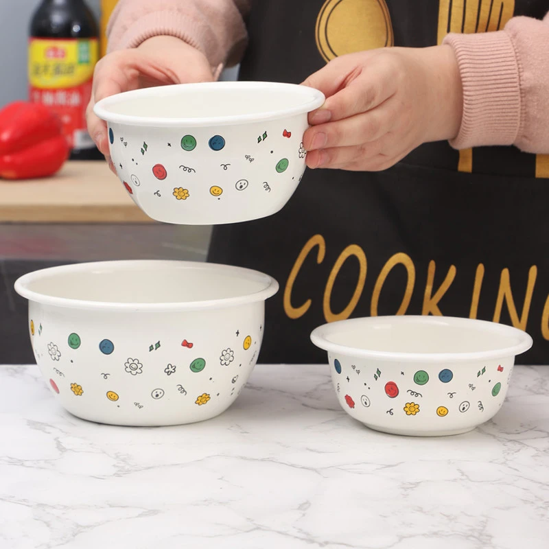 欧丽家珐琅搪瓷紫色薰衣草搪瓷碗花卉老式搪瓷碗搪瓷面碗搪瓷汤碗