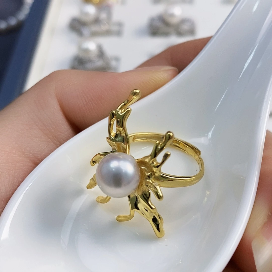 银S925镶嵌特价秒杀淡水正圆极光炫彩珍珠设计款淡水珍珠