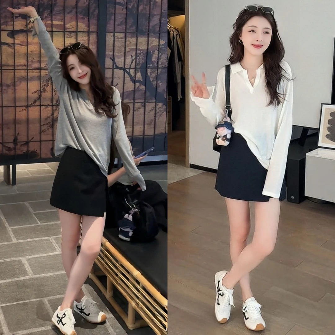 2025夏季时尚欧货薄款透气防晒长袖罩衫显瘦设计感半身裙裤套装女