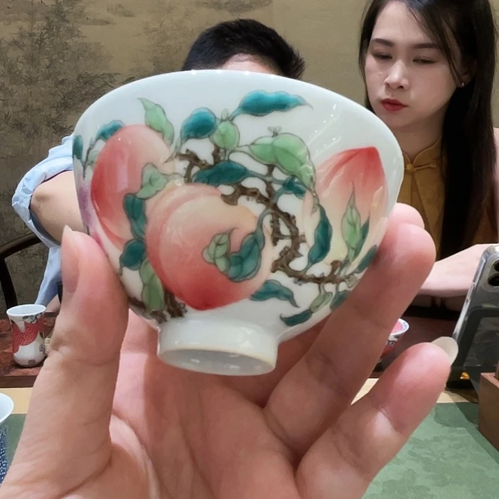 一儒堂翡翠桃鸡心杯