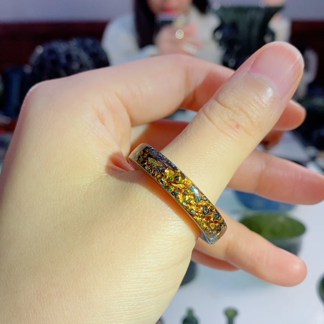 金色大漆玉环指环