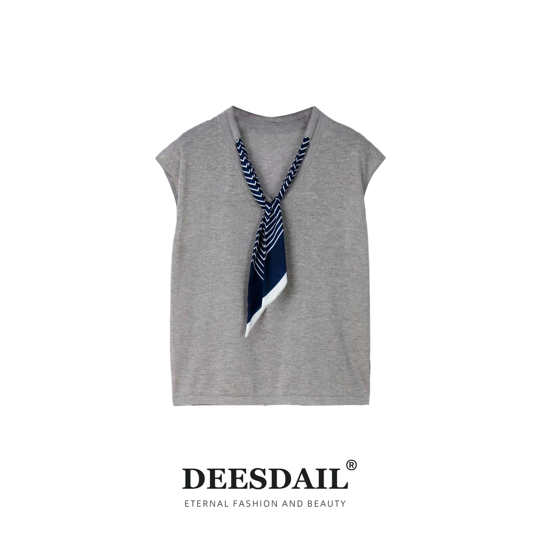 【302】DEESDAIL设计师绑带丝巾上衣气质显瘦t恤女2025新款Y131