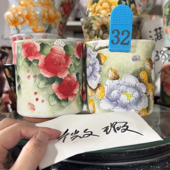 景德镇手绘花盆满38包邮偏远地区除外