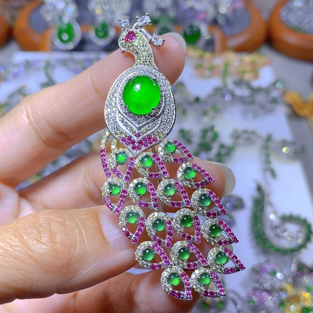 翡翠颈饰合金天然翡翠