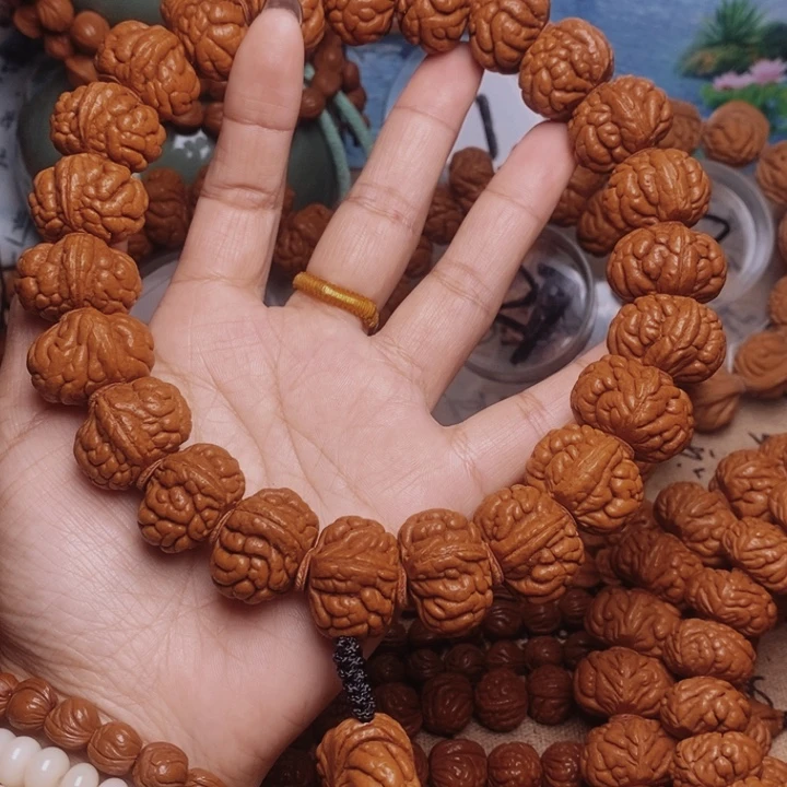 光***瑞文玩核桃手串龙纹桃核
