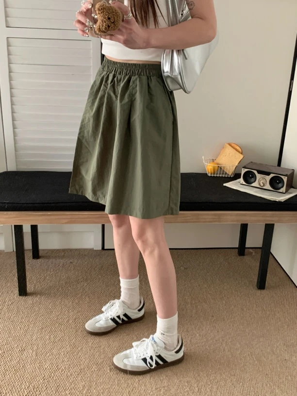 「锦纶速干」不规则高腰A字版五分短裤裤裙