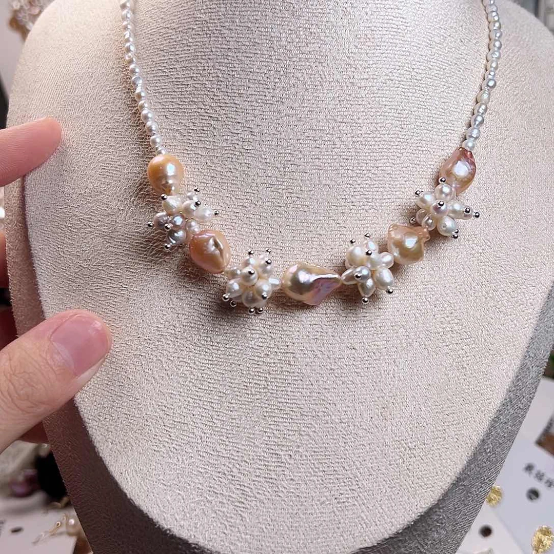 淡水珍珠银S925镶嵌颈饰