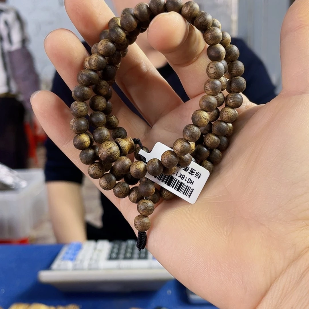 沉香手串棋楠金沙叶圆珠长串0.6/14克多样性发一