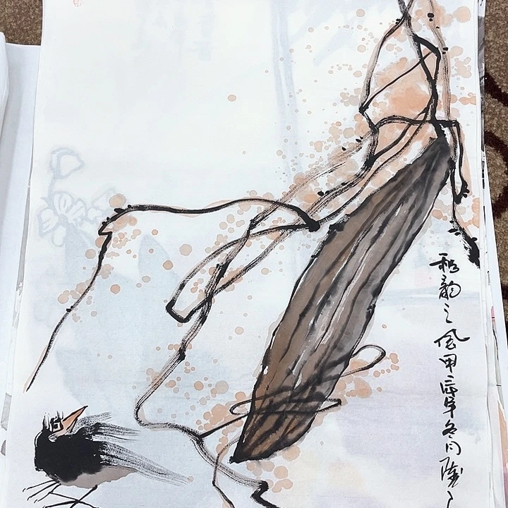 国画四尺三开段陈光