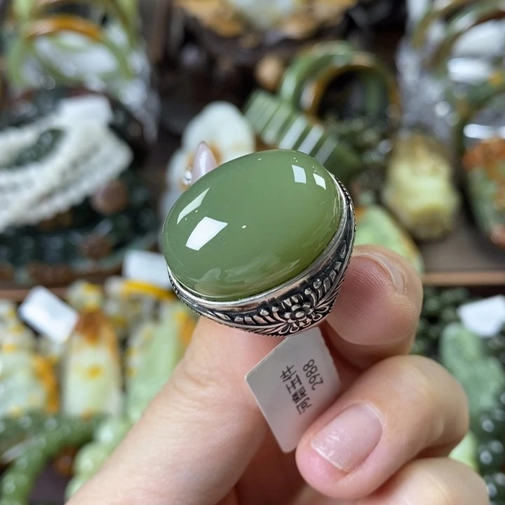 透闪石质玉戒指银S925镶嵌亦**爸