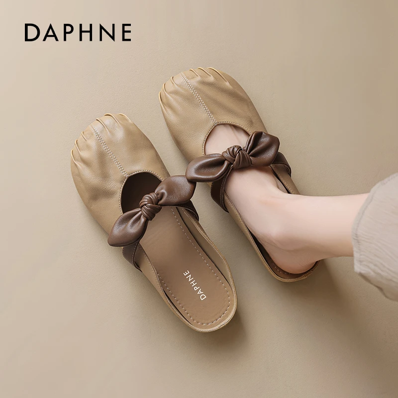 达芙妮软底包头半拖鞋女夏外穿2025新款玛丽珍凉鞋蝴蝶结孕妇单鞋