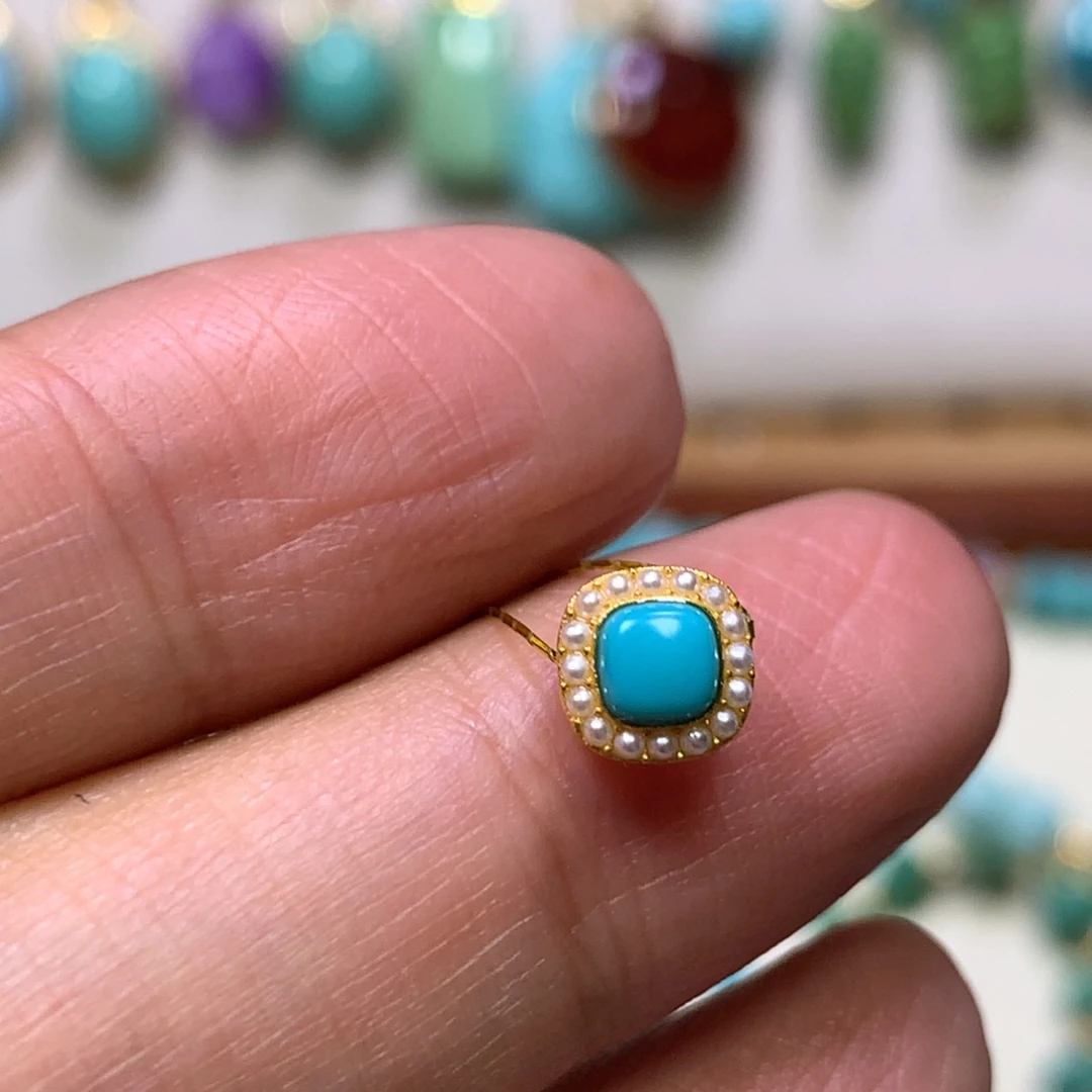 绿松石18K金镶嵌多拉