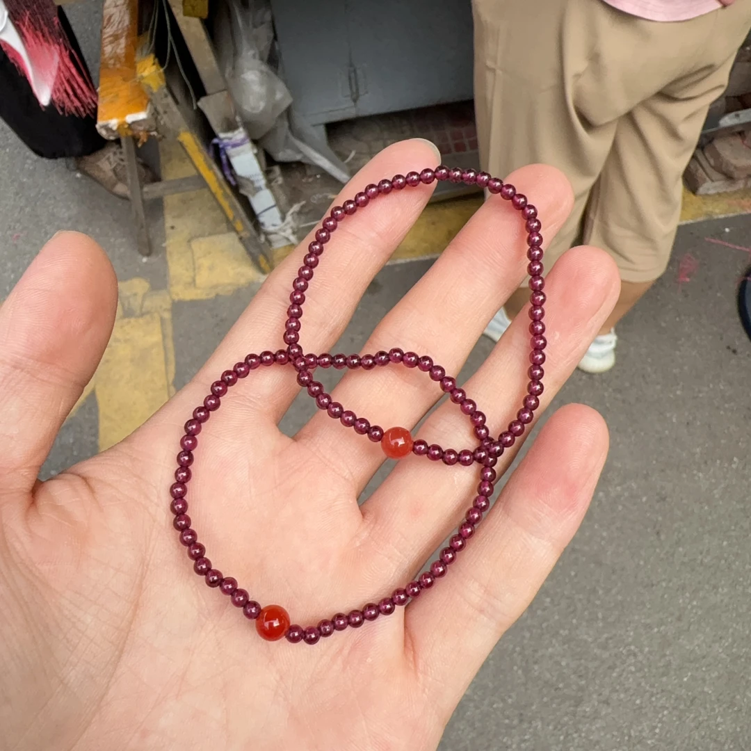 天然石榴石单圈手串约3mm左右多样性拍一发一j