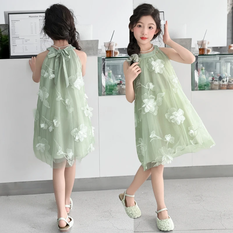 女童连衣裙夏装2025新款洋气儿童夏季公主裙小女孩蓬蓬纱吊带裙子
