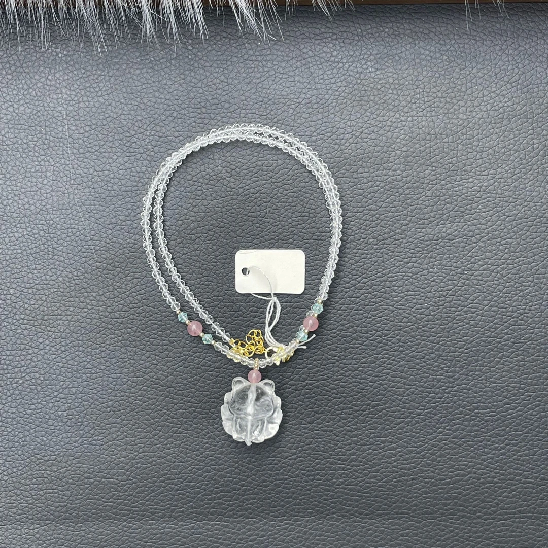 时尚百搭潮流精选白水晶小狐狸项链059