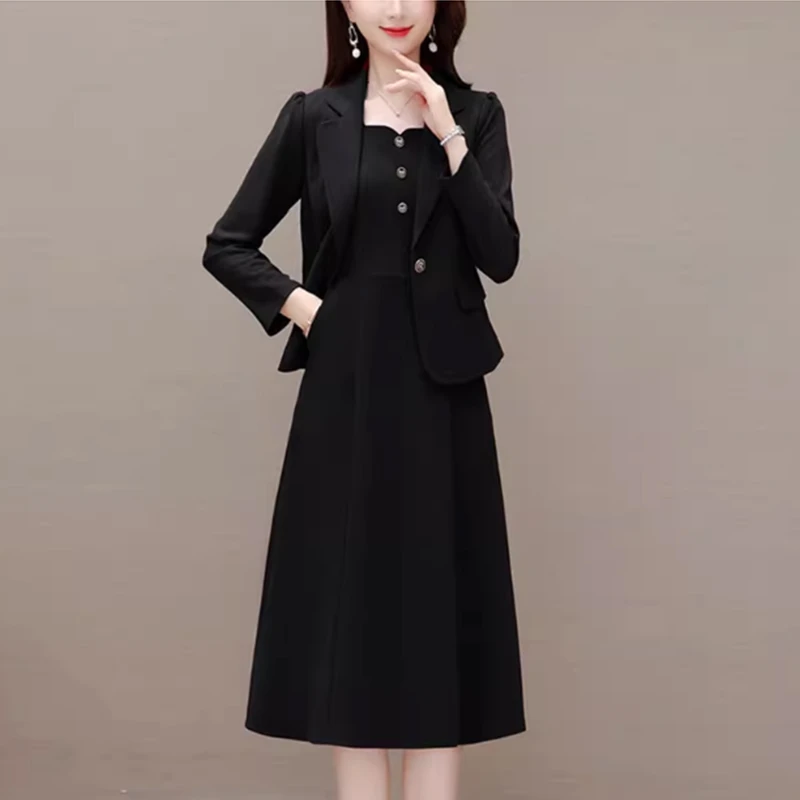 喜婆婆结婚宴会装连衣裙轻奢小众高级女装春秋新款小香风两件套装