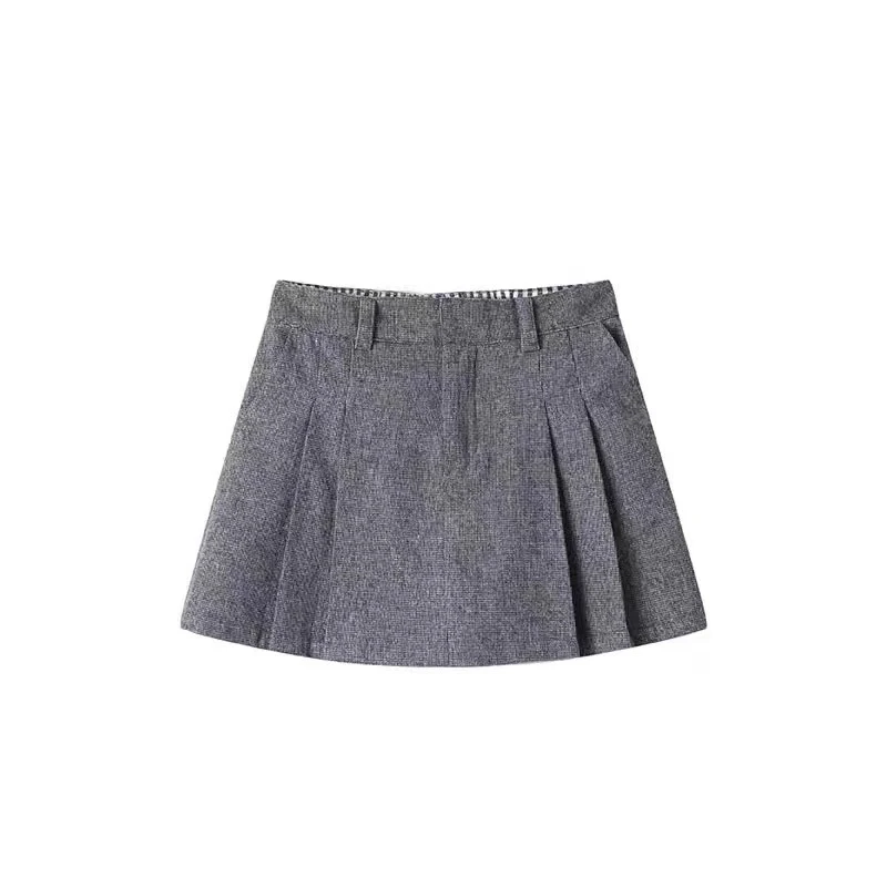 REREK设计师品牌2025春季新款复古人字纹格纹夹克羊毛格纹半裙