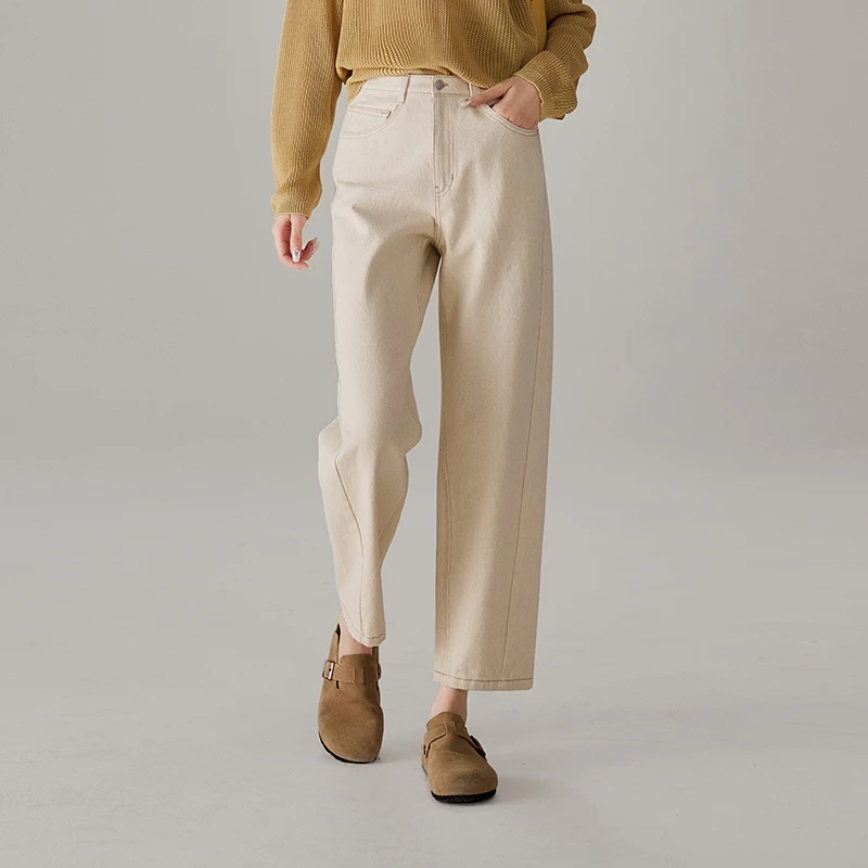 索菲丝尔2025春季简约直筒牛仔裤时髦高腰宽松显瘦女512022