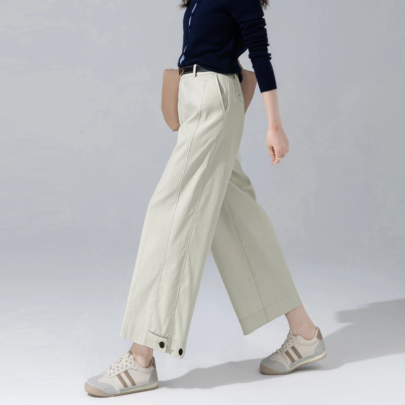 天丝莱赛尔阔腿裤女2025新款夏季薄款设计感直筒裤女小个子八分裤