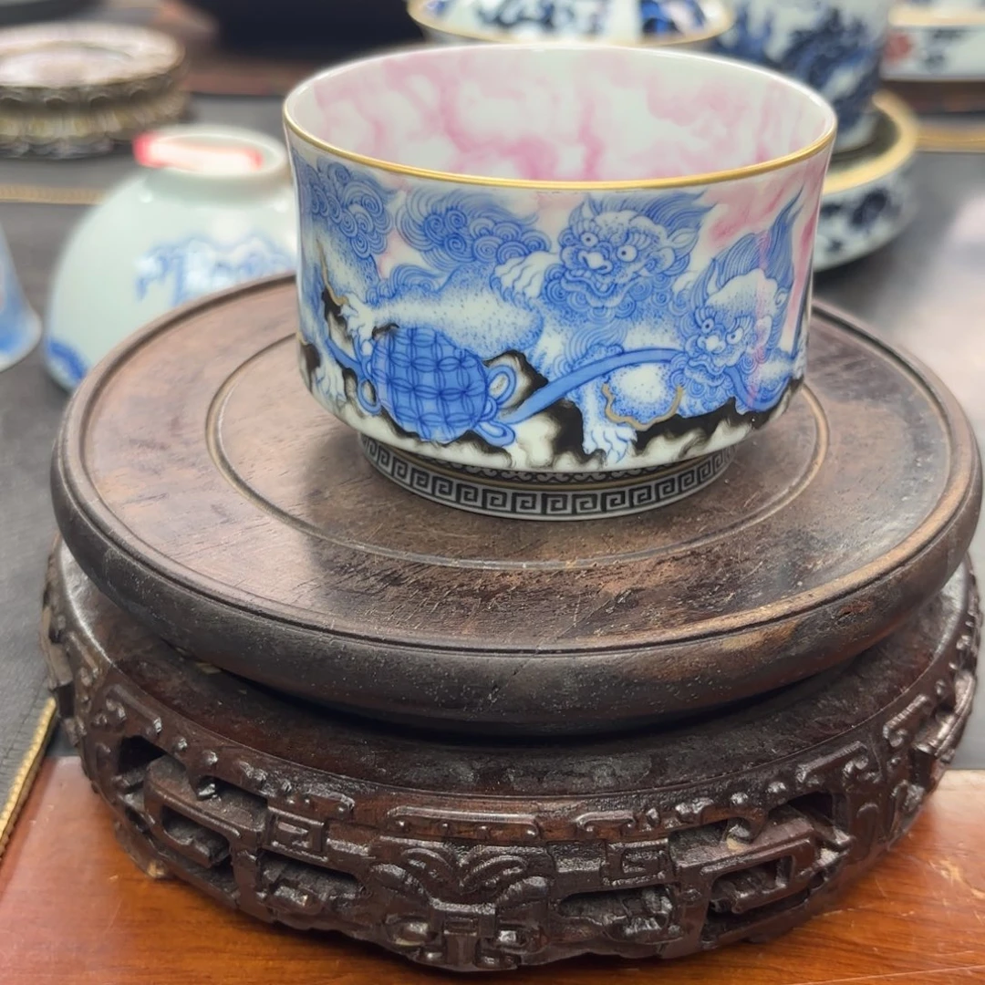 挖***ㅤ手绘5狮子边角杯子