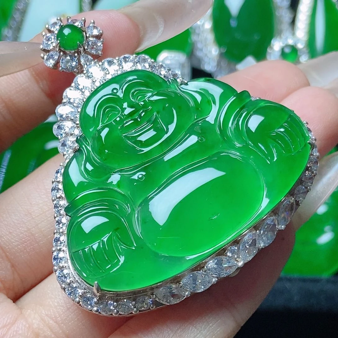 颈饰银S925镶嵌翡翠