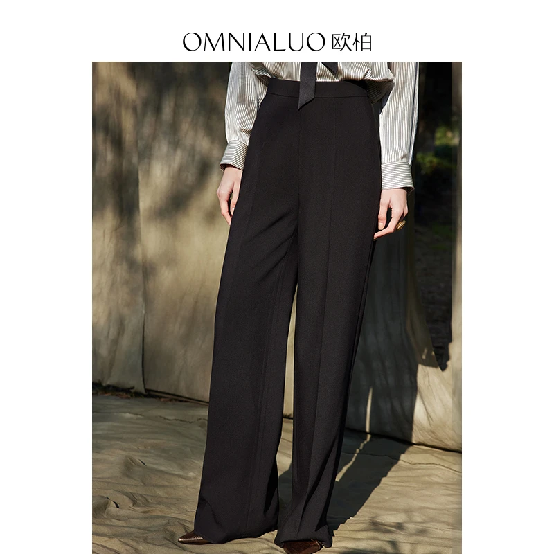 【粉丝专属】欧柏兰奴直筒高腰阔腿裤宽松显瘦休闲西装长裤