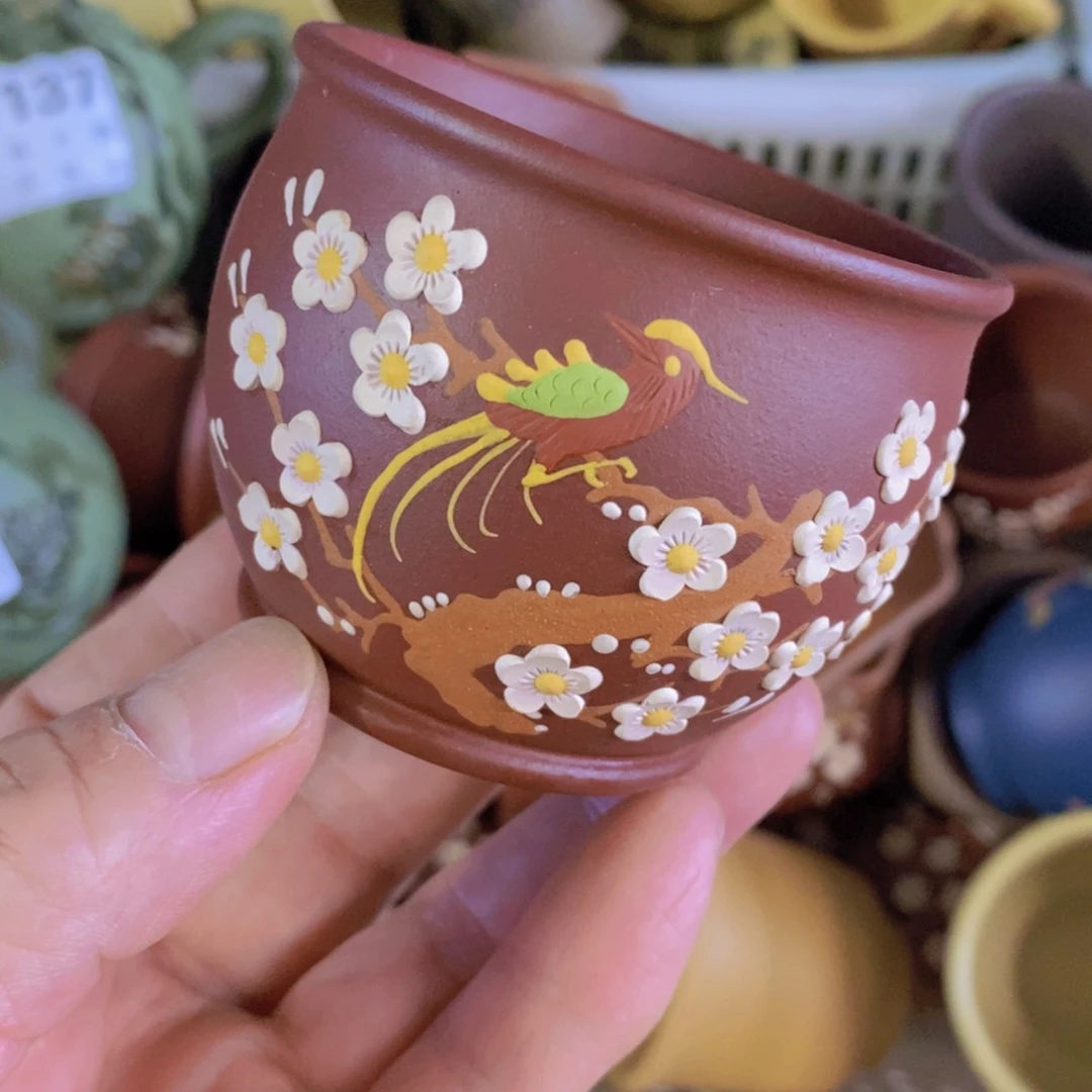 茶杯绿泥紫砂紫砂