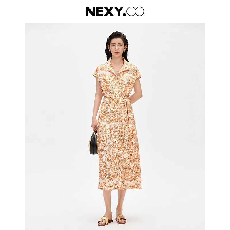【商场同款】NEXY.CO/奈蔻收腰法式长款修身夏季连衣裙XF05953C6