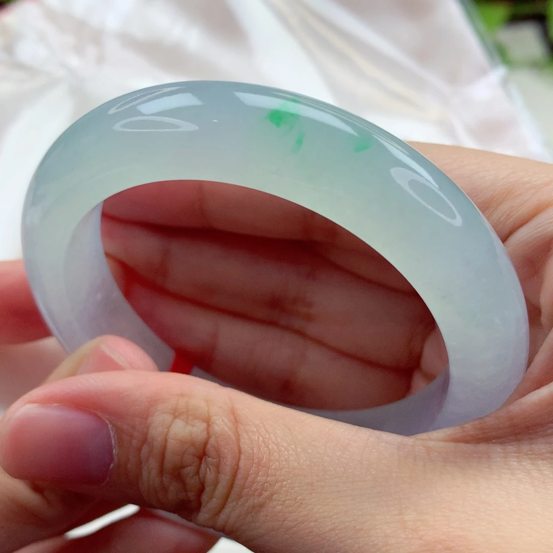 未镶嵌手镯翡翠53.9冰透飘翠 微瑕 防漏价 喵喵