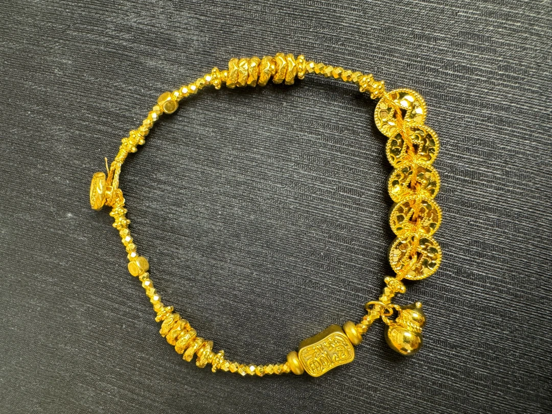 足金碎冰＋五帝钱时尚精美爆款ZB30134