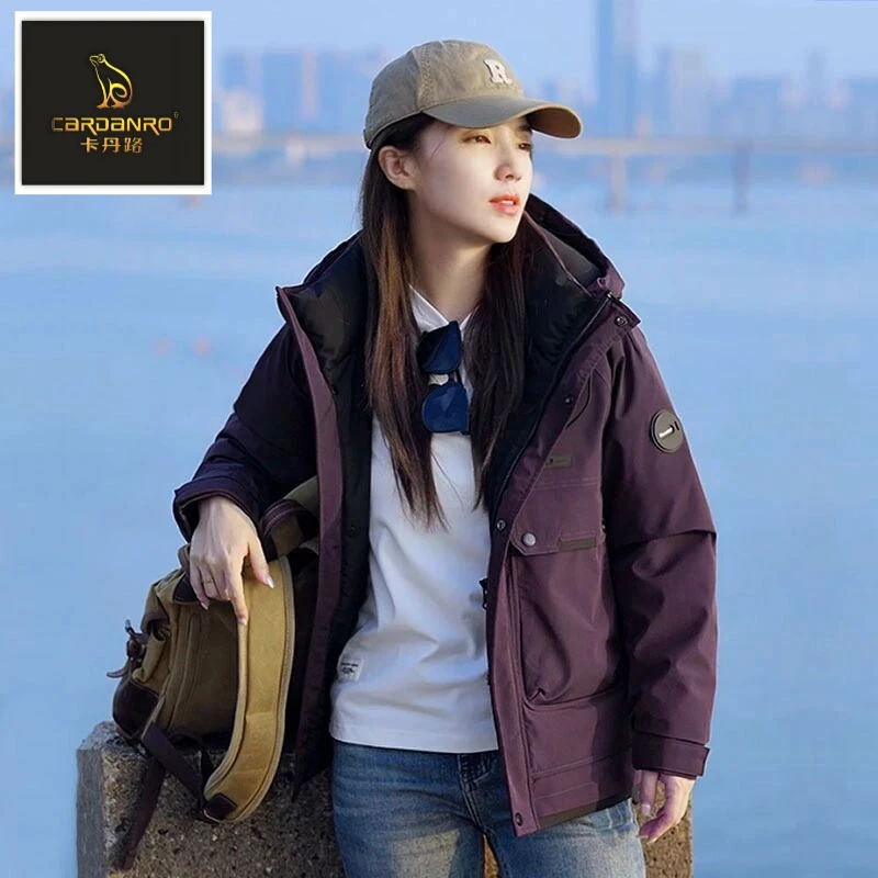 2025冬季新款羽绒服男女连帽冲锋衣加厚保暖户外防风防水外套上衣