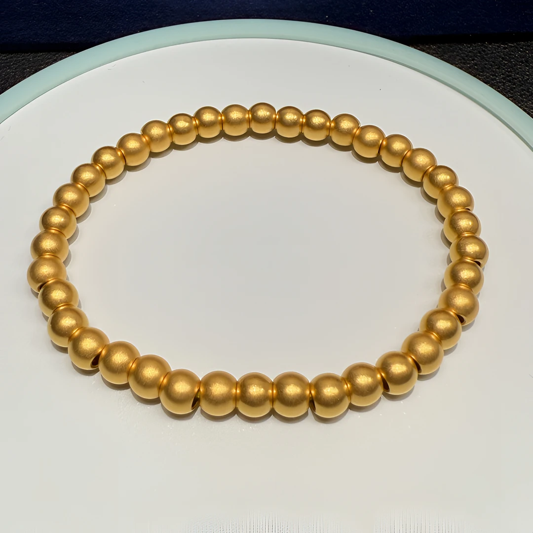 【朱哥金选】足金999  5mm古法金珠串  LAZ370