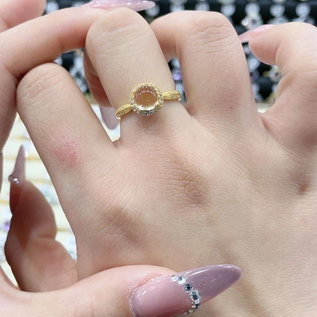 黄晶戒指银S925镶嵌戒指