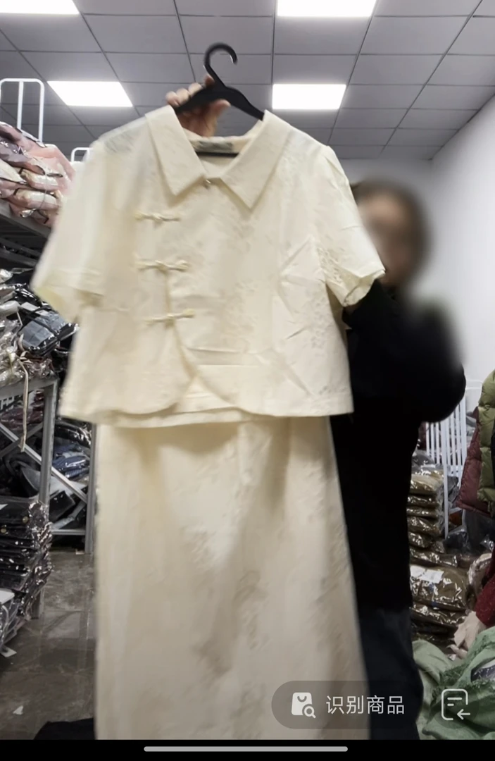 12160(f2)新中式盘扣小衫高腰半身裙两件套中国风女神气质